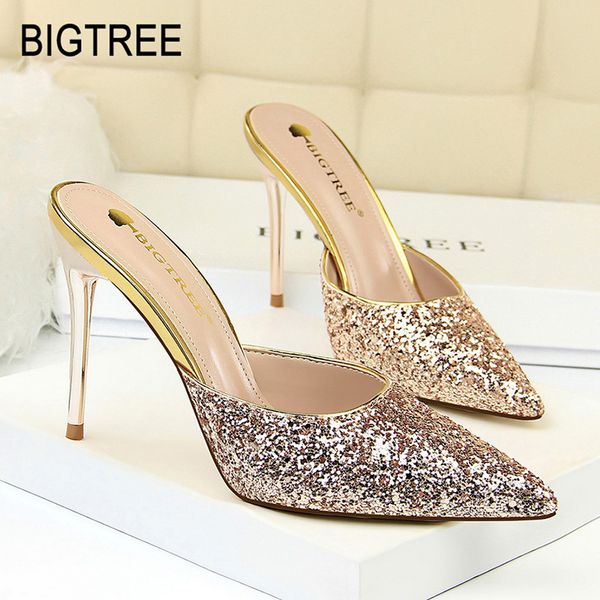 

bigtree woman pumps high heel shoes pointed toe sandals women white heel lady shoes bigtree women luxury party, Black