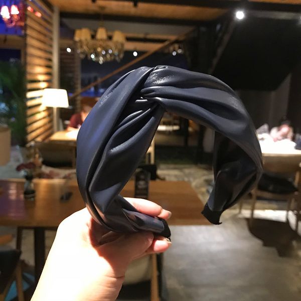 

fashion bohemian vintage big knotted bow wide headband leather hairband hair accessories for women head hoop wholesale