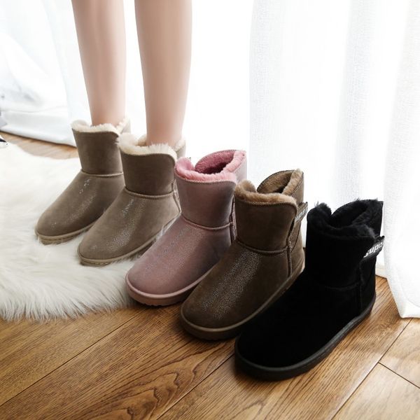 

bellecom platform snow winter boots zapatos ankle leather ladies shoes black chaussures femme plush women shoes winter