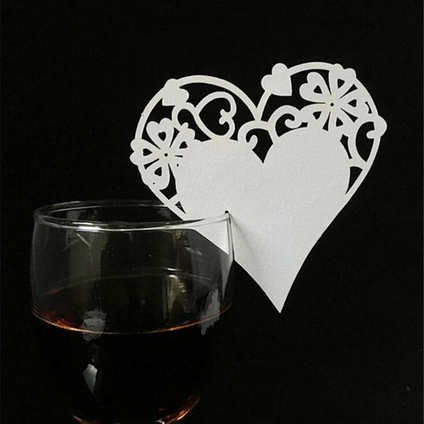 

50pcs love heart laser cut party table wine guest name place cards favor decoration white color 7.5cm * 7.5cm/2.95"*2.95