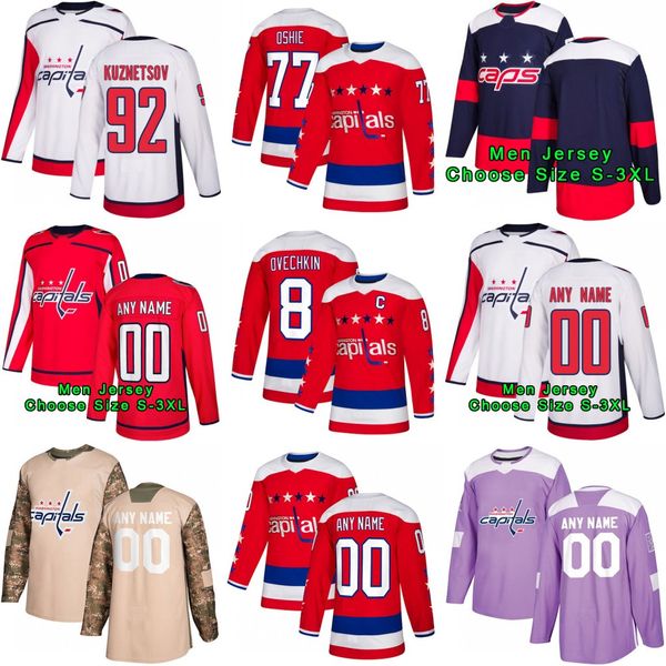 

Washington Capitals Alex Ovechkin Nicklas Backstrom Madison Bowey Braden Holtby Evgeny Kuznetsov John Carlson T.J. Oshie Hockey Jersey