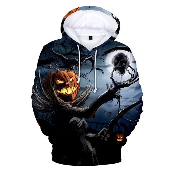 

2019 most popular youth hoodies 3d printing halloween men's / women's holiday fashion hooded sweatshirt personality pullover hot, Black