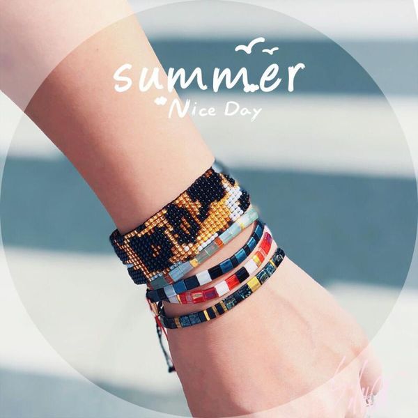 

charm bracelets shinus boho 2021 tila mix and match bracelet for women mgb mizhu ins hand-woven leopard print female bracel, Golden;silver