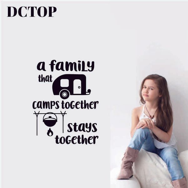 

family that camps together art wall decals stickers camper camp quote sayings for living room bedroom nursery home decoration