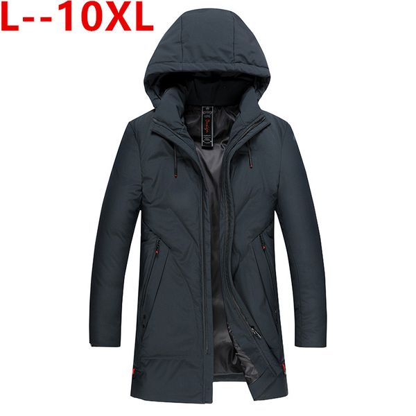 

plus 10xl 8xl 6xl 5xl winter jacket men hooded thicken warm parka coat casual slim mens overcoat long slim cotton padded jacket, Black