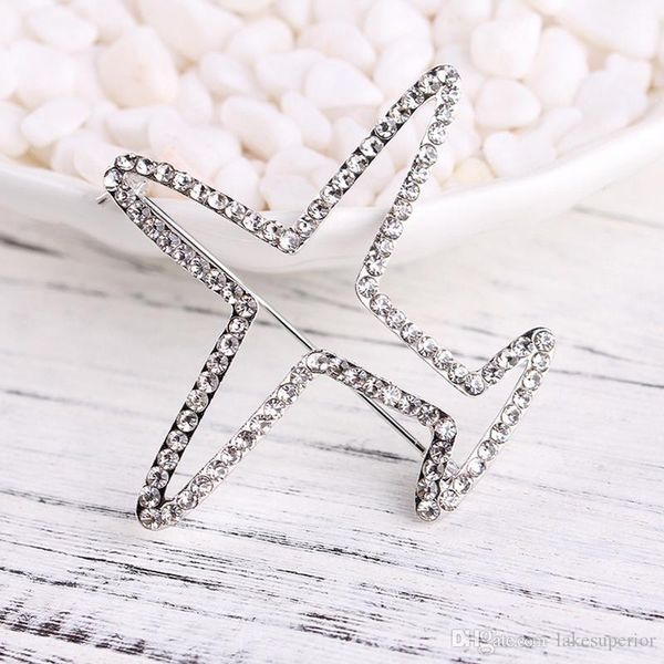 

hollow airplane rhinestone luxury brooch women girls designer brooch suit lapel pin fashion jewelry with fast shipping, Gray