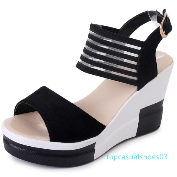 

karin 2020 women pumps high wedges platform mixed colors sandals summer casual woman shoes t03, Black