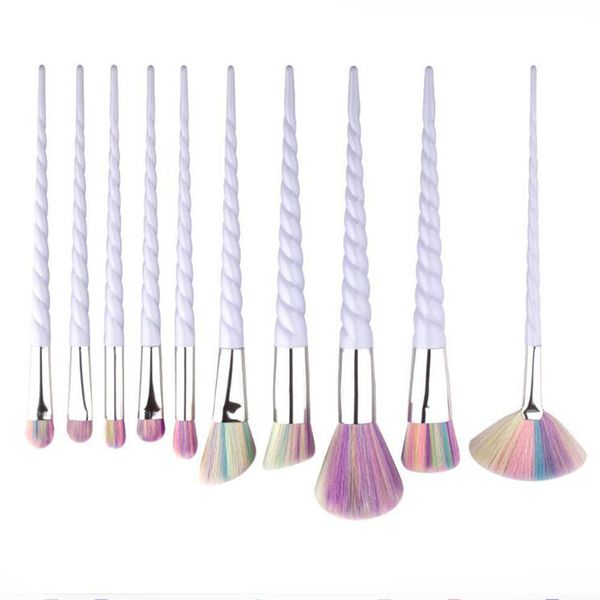 

10 pcs/1set 2 color options unicorn facial foundation contour cosmetic eyelash eye shadow eyeliner lip brush makeup brushes set
