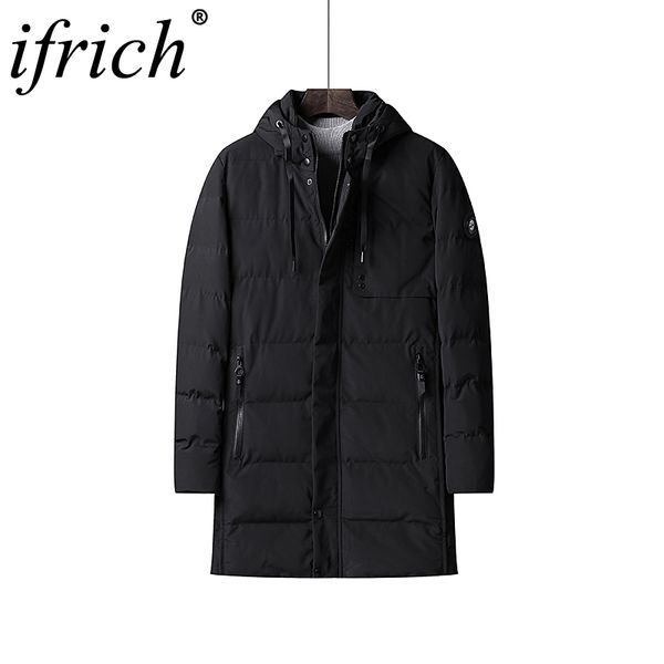 

winter jacket mens thick thermal cotton parka coats male casual hoodies windbreaker long coats work clothes men black/dark blue
