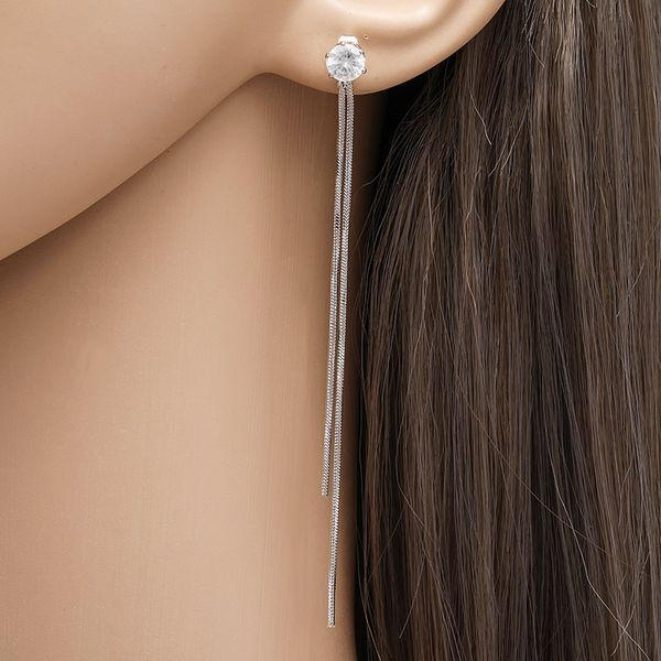 

2020 корейский элегантные серьги длинные серьги кисточкой висячие женский для женщин горный хрусталь свадьбы модные ювелирные изделия, Silver