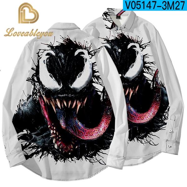 

2020 new arrival popular marvel movie venom shirt men women 3d print long sleeve shirt streetwear casual summer spring, White;black