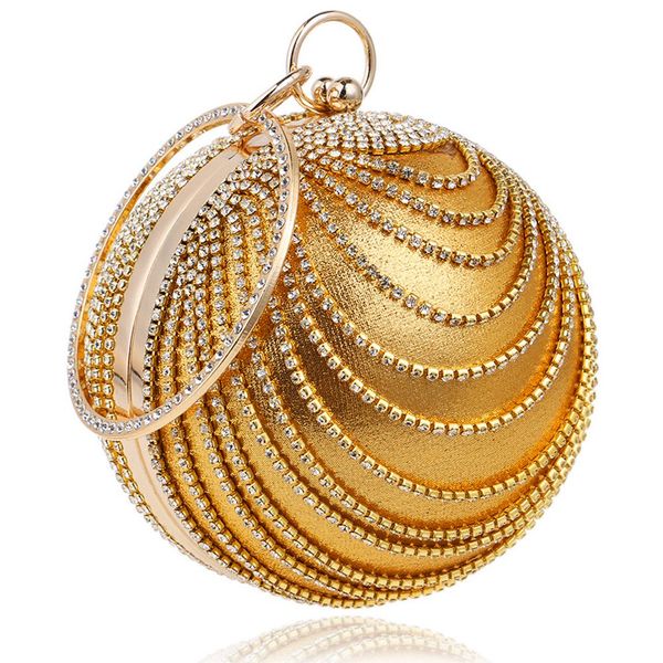 

designer- woman round ball clutch handbag rhinestone ring handle purse evening bag