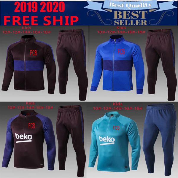 

new fonts 2019 2020 soccer jersey tracksuit barcelona camisetas de fÃºtbol kids kits 19 20 rakitic gk football shirt traning suit, Black