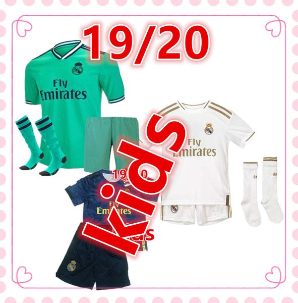 

New 19 20 real madrid kid occer jer ey kit 2019 2020 hazard child jer ey football hirt kit maillot de foot cami eta de fÃºtbol, Black;red
