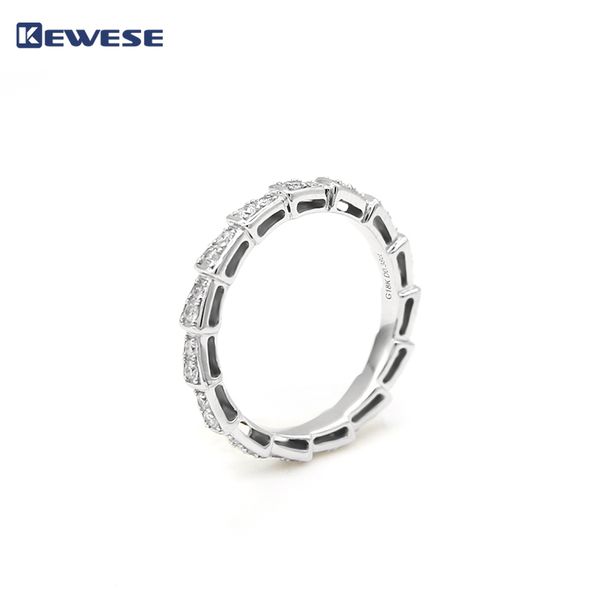 

18k color gold diamond ring full diamond snake ring simple wild platinum row female, Golden;silver