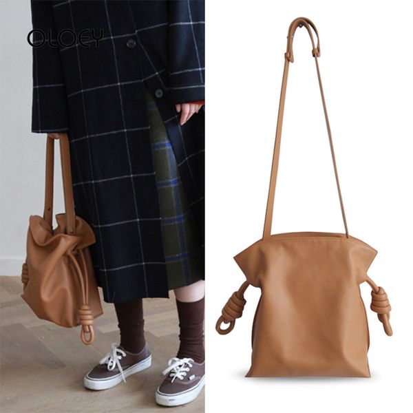 

casual drawstring buckets bag women handbags soft pu leather shoulder crossbody bag large capacity tote purses
