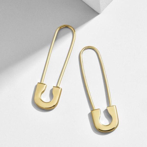 

sjcho-191 punk safety pin studs earrings for women gothic alloy golden trendy earring hiphop fashion female jewelry chokers, Golden;silver