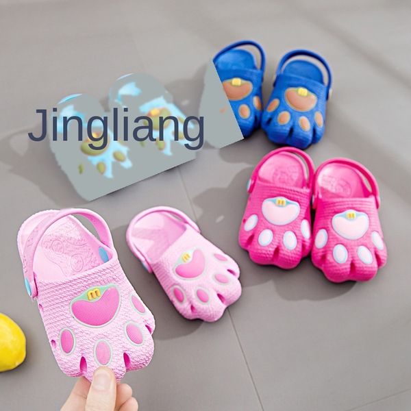 

2163# sandals men's and women's cartoon baby hole beach sandals children's children's shoes head shoes, Black;red