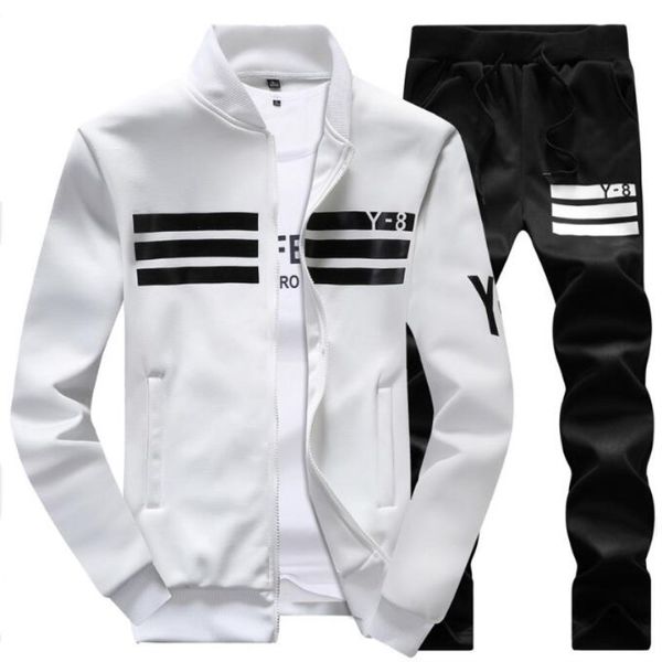 

plus size men set m-6xl men sportswear hoodie and sweatshirts black white autumn winter jogger sporting suit mens sweat suits tracksuits set