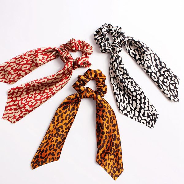 

hair scrunchies bands streamer accessories women girl ponytail holder elastic rubber ropes leopard scrunchie hair ties headband 20pcs f307c, Slivery;white