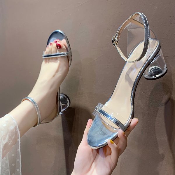 

block heels high heeled sandals woman 2020 comfort shoes for women espadrilles platform buckle strap shoes open toe med suit, Black