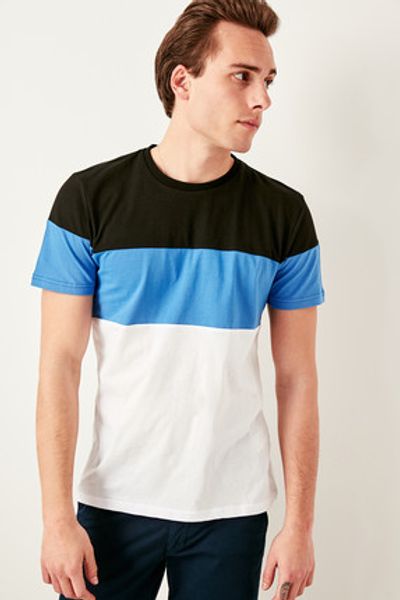 

men's t-shirt blue panel tmnss19se0041, White;black