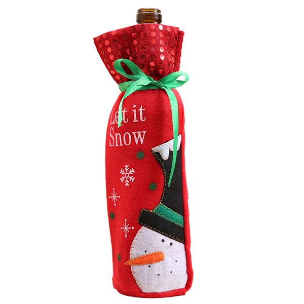 

christmas sequins wine bottle bag xmas santa snowman dinner decor cover