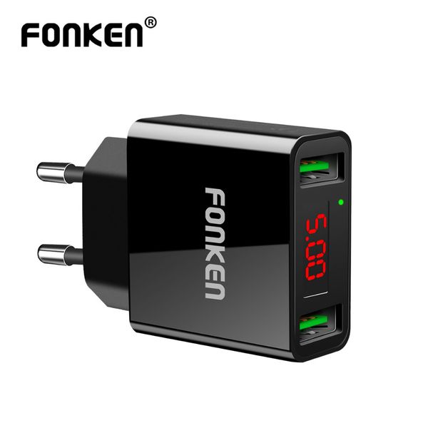 

fonken led display usb charger 2 port 5v 2.2a portable dc adapter fast charging dual charge wall charger for phone chargers