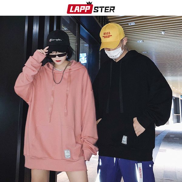 

мужчины крупногабаритные толстовки толстовка 2019 mens японский streetwear хип-хоп кофты мужской harajuku твердая сыпучие hoodie ins, Black