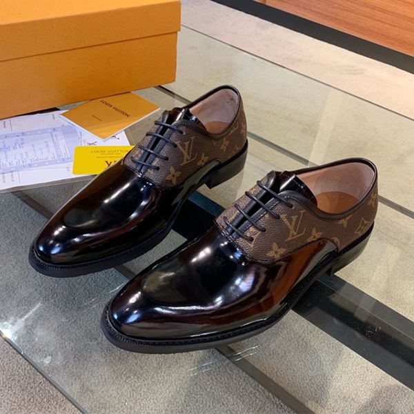 

luxury fashiondesigner men's leather shoes lace-up varenne luxury party wedding men's leisure shoes business dress shoes size 39-4, Black