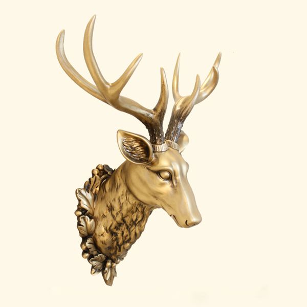 

mgt]big deer head statue decoration accessories 3d animal abstract sculpture wall hang decor christmas statue living room mural