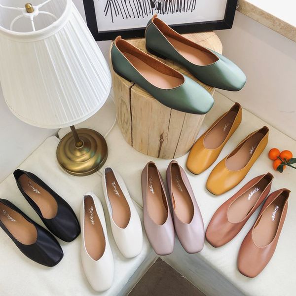 

women flats women leather shoes candy color with low heels slip on casual flat shoes loafers soft ballerina, Black