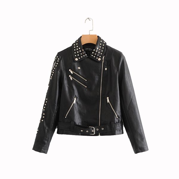 Acheter Veste En Cuir À Ceinture Mince Pour Femme 2019 Mode Printemps Et En Automne Col Baissé Punk Rock Vestes À Talons Manteaux Pour Femmes De