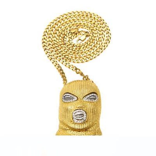 

personality designer necklace hip hop punk style mens necklace rhinestone mask head charm pendant necklaces cuban link, Silver
