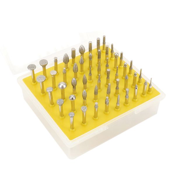 

50pcs diamond coated grinding grinder head rotary diamond burrs for metalworking stone ceramic glass carbide carving tool
