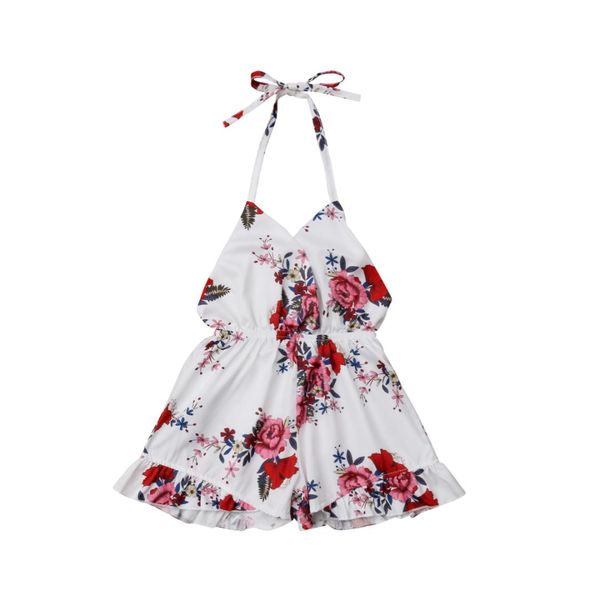 

2019 canis fashion toddler baby girls romper floral cute neck sleeveless sunsuit summer clothes fashion outfits 1-6t ss, Red;yellow