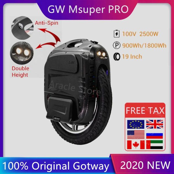 

new 2020 original gotway msuper pro 100v 1800wh 19 inch electric unicycle self-balancing scooter 2500w motor 21700 battery