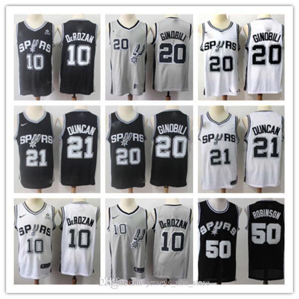 

retro mens tim 21 duncan demar 10 derozan jersey vancouver san antonio spurs manu 20 ginobili 50 robinson 4 white iceman jersey, Black;red