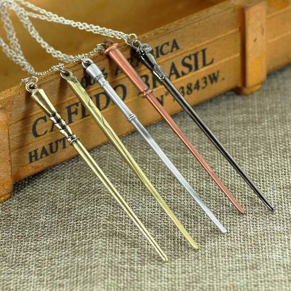 

19 kinds magic wand necklaces long link chain pendant women men necklace cosplay party jewelry accessories gifts, Silver