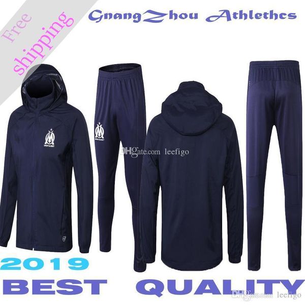 

новый высокое качество марсель футбол ветровка zip 2019 марсель ветровка длинный рукав пальто куртки, Blue;black