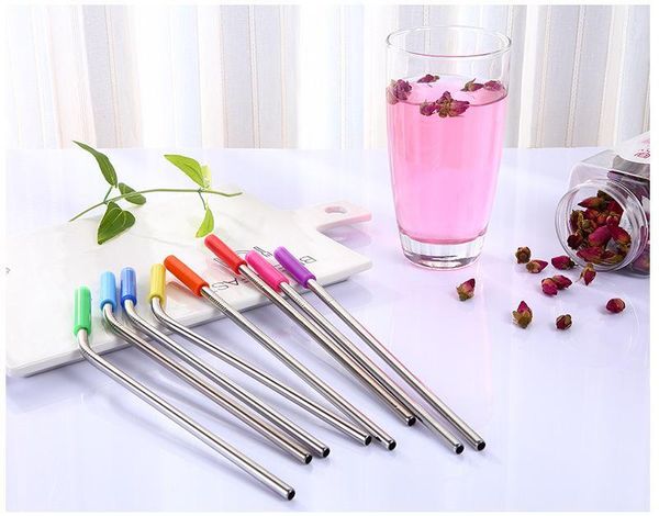 

more size straight and bend stainless steel straw and cleaning brush reusable drinking straw bar drinking tool