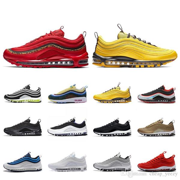

2019 new arrival 97s outdoor shoes og cushion silver gold athletic designers fashion mixed color men women outdoor walking shoes