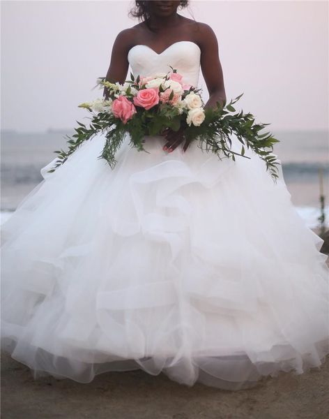 Vestido De Noiva 2020 Abiti da sposa con abito da ballo increspato di lusso Abiti da sposa vintage bianchi da principessa africani taglie forti