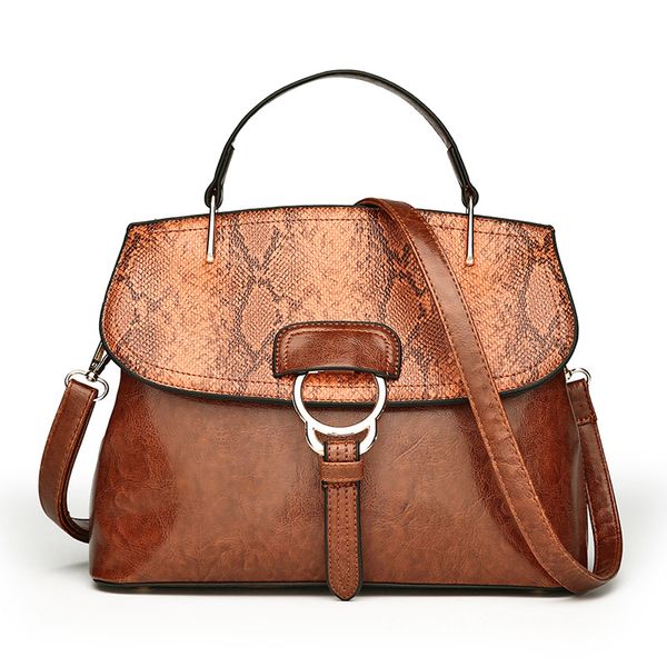 

new ladies shoulder bag pu snake pattern color matching handbag temperament trend zipper simple diagonal cross bag