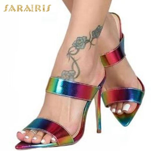 

sarairis 2020 new arrivals dropship mix color shoes woman pumps female slip on super high heels party pumps mules women shoes, Black