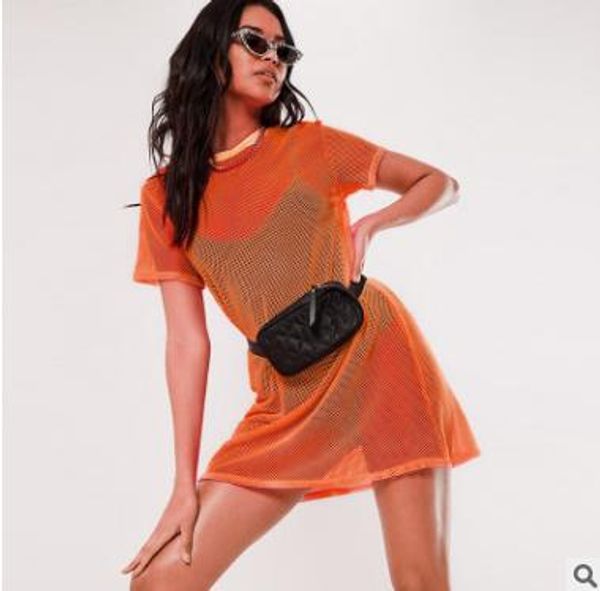 

женщины сексуальный отвесный сетки бикини крышку вверх купальник увидеть через короткий рукав футболки летние топы для пляжного платья, White