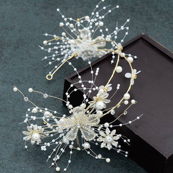 

gold flowers sparkling headband princess queen pageant prom rhinestone tiaras headband wedding hair crowns headpiece accessory
