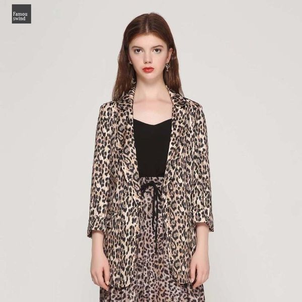 

женщины леопарда год сбора винограда blazer зубчатые карманы воротником с длинным рукавом пальто обычная женщина верхняя одежда мода casaco, White;black