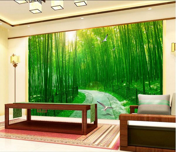 Acquista Carta Da Parati 3d Sulla Foto Murale Personalizzato Fresh Linyin Strada Bamboo Forest Sfondo Decorazioni Salone Carta Da Parati Le Pareti 3 D
