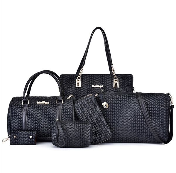 

women's handbag ladies fashion should bags large capacity pu leather messenger bag 6pic/set bolsa feminina